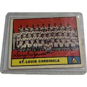 1961 Topps #347 ST. LOUIS CARDINALS Team Card Autographed Daryl Spencer‎